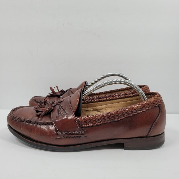Allen Edmonds Maxfield Tassel Men's Brown Leather Braided Loafer Shoes US 9.5D - Picture 2 of 8